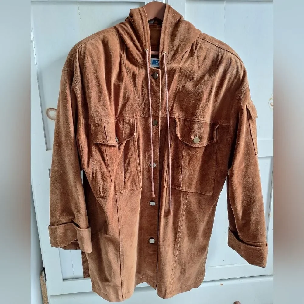 Golden Brown Suede Button-Up Jacket Small